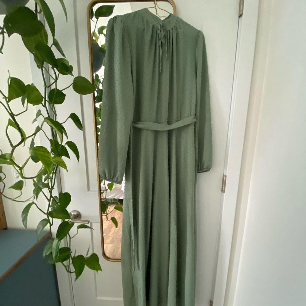 Bislife modest maxi dress with long sleeves, mint green size 44 (small)